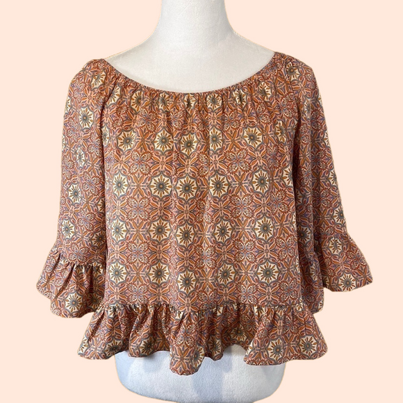 SANCTUARY Julia‎ Off Shoulder Ruffle Bell Sleeve Blouse Pink Size Small - Picture 1 of 10
